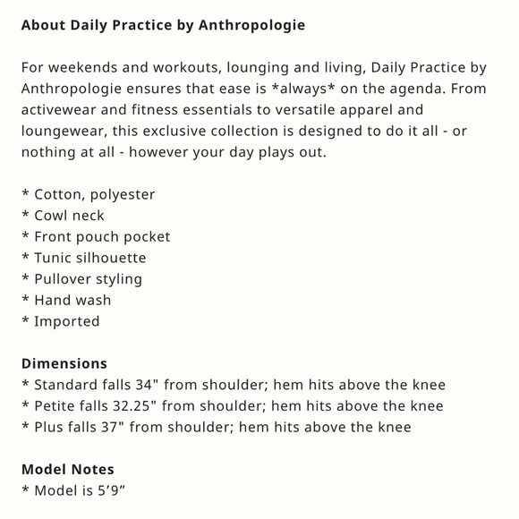 NWT Anthropologie Daily Practice cozy cowl neck tunic dress. Size Large - Picture 10 of 12